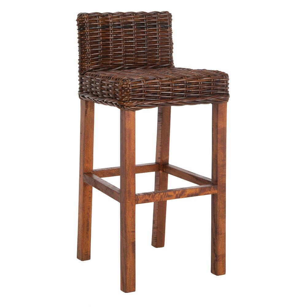 SAFAVIEH 30  Inch St. Thomas Indoor Wicker Brown Bar Stool   17.7\