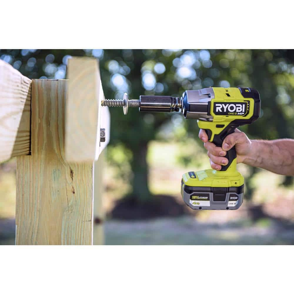 RYOBI ONE+ HP 18V Brushless Cordless 4-Mode 1/2 in. Impact Wrench Kit w/ 4.0 Ah HIGH PERFORMANCE Lithium-Ion Battery & Charger P262K1