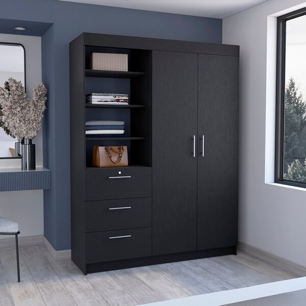 3 Drawers Armoire with 2 Door and 3-Tier Shelf - - 37846461