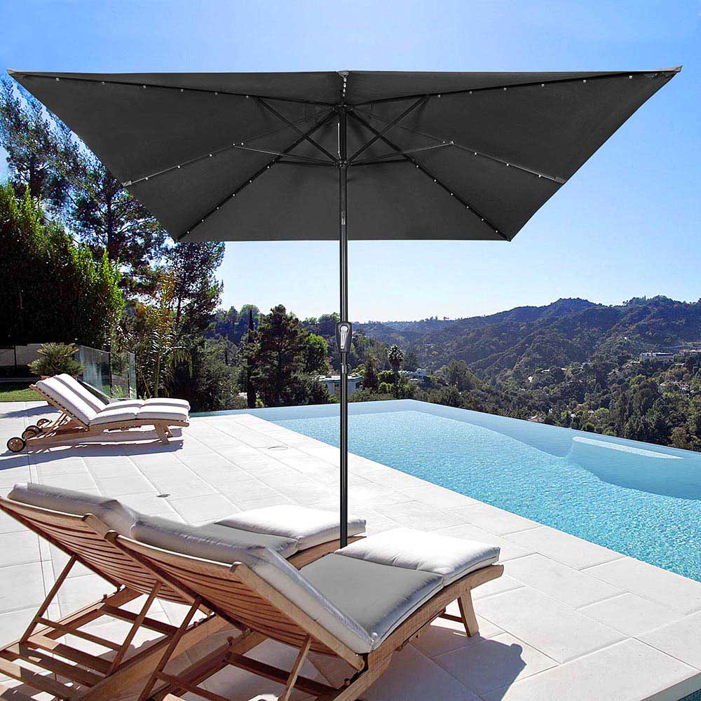 Yescom Prelit Patio Umbrella with Lights Square 10' 8-Rib