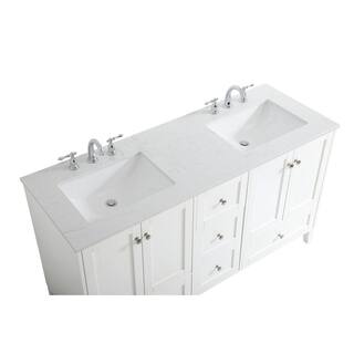 Timeless Home 60 in. W x 22 in. D x 34 in. H Double Bathroom Vanity in White with Calacatta Quartz TH36060White