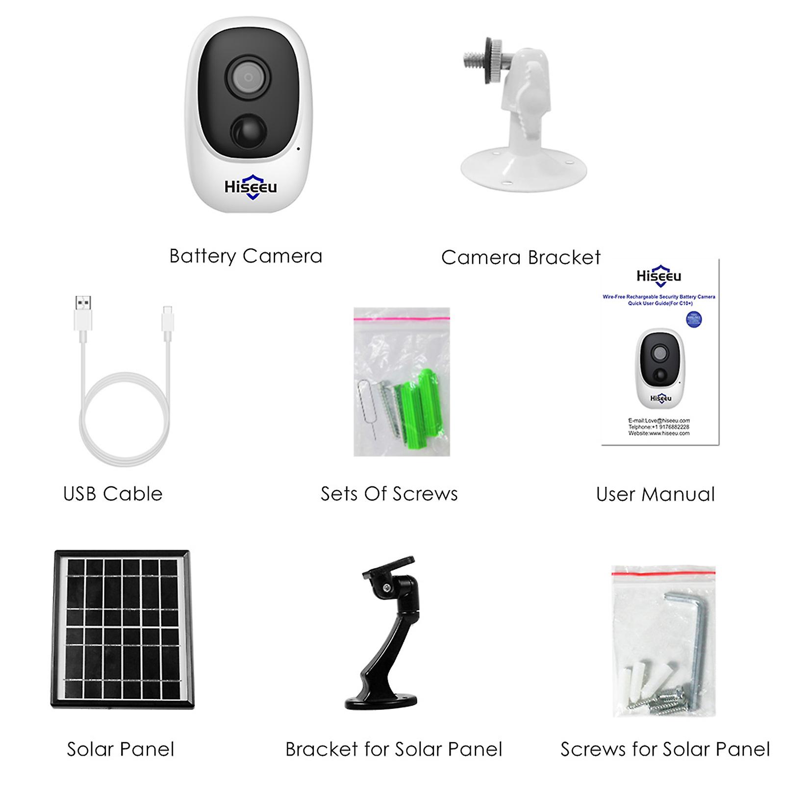 White Solar Security Camera，1080p Wireless Wifi Rechargeable Battery Powered Camera Support Night Vision，motion Detection， 2 way Audio， Ip65 Waterproo