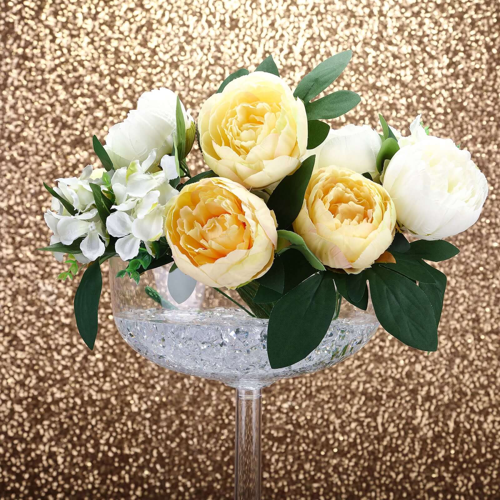 4 Pack Clear Plastic Champagne Glass Flower Vases With Fillable Stems, Wedding Centerpieces 18