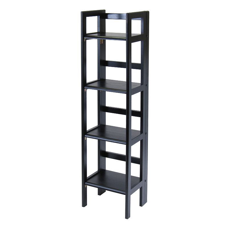 51.25 Black Elegant Terry Tall 4-Tier Folding Bookcase Shelf