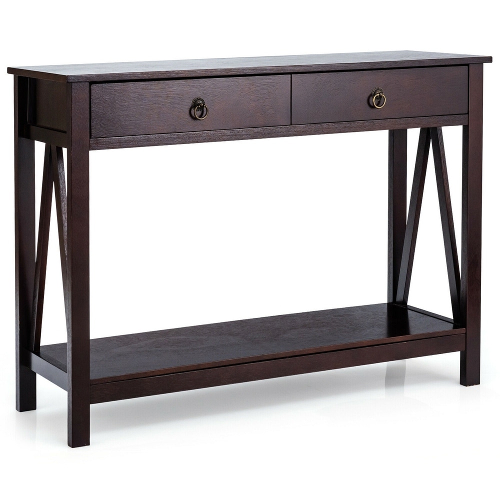 Gymax Console Table Accent Sofa Side Table with Drawer Shelf Entryway   42'' x 14'' x 31''