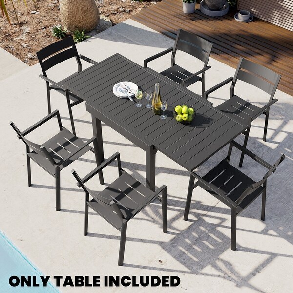 Outdoor Expandable Aluminum Dining Table with Leaf Extension