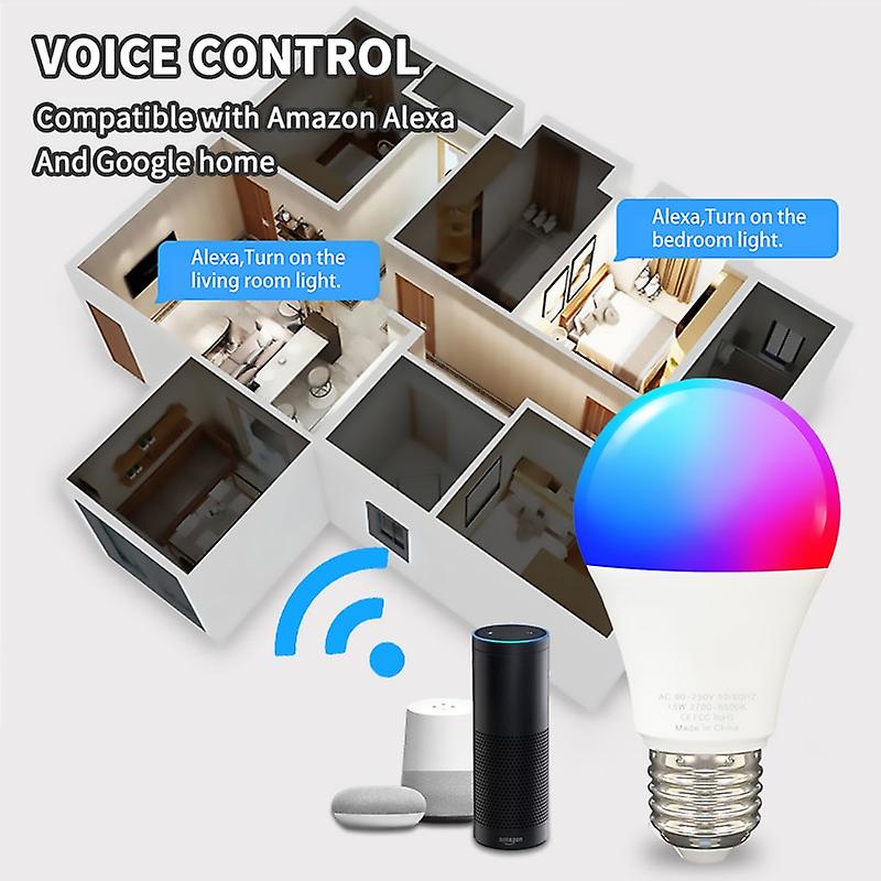 Corui Tuya Wifi E27 B22 Smart Dimmable Bulb Rgbcw 100-240v Led Light Smart Life App Control