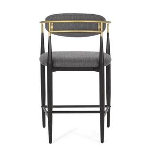 Noble House Boise 37.25 in. Charcoal and Black Low Back Wood Counter Bar Stool (Set of 2) Extra Tall 109893