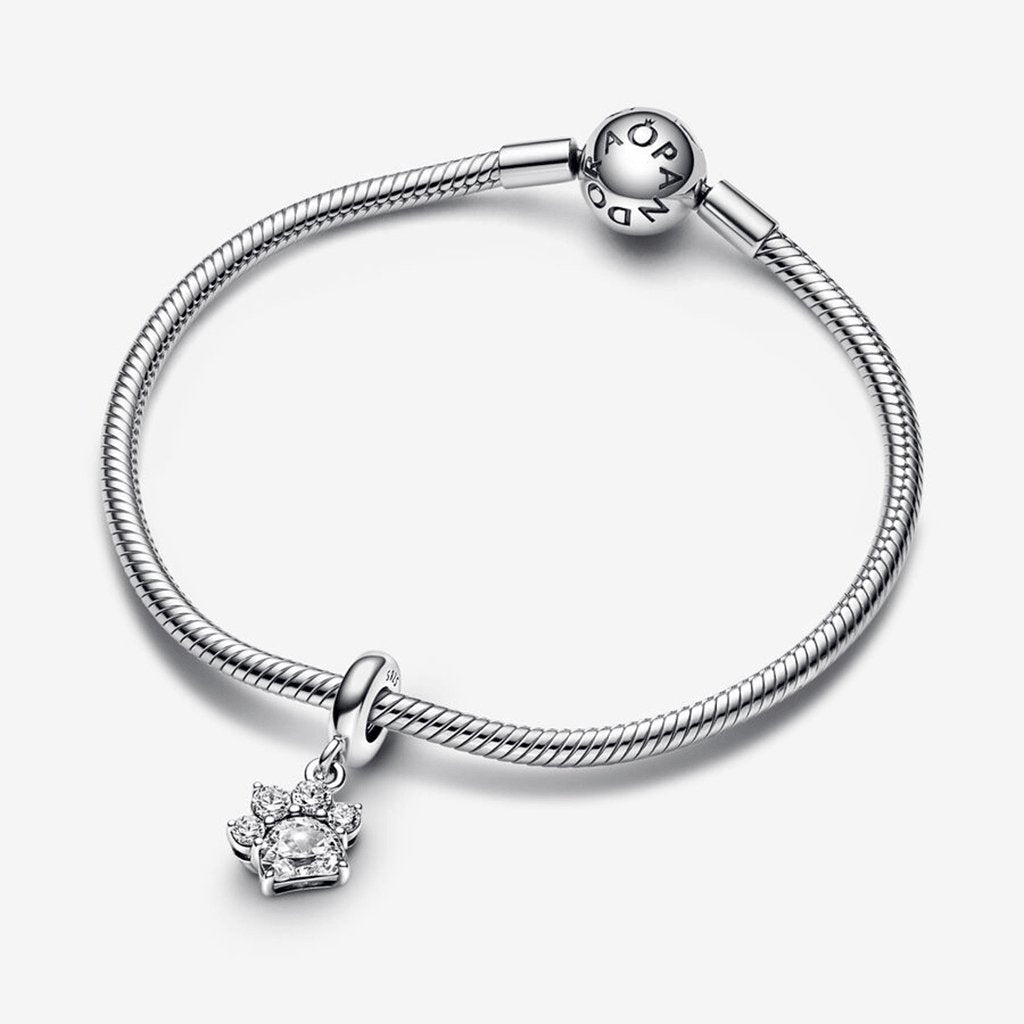 PANDORA  Sparkling Pet Paw Print Dangle Charm