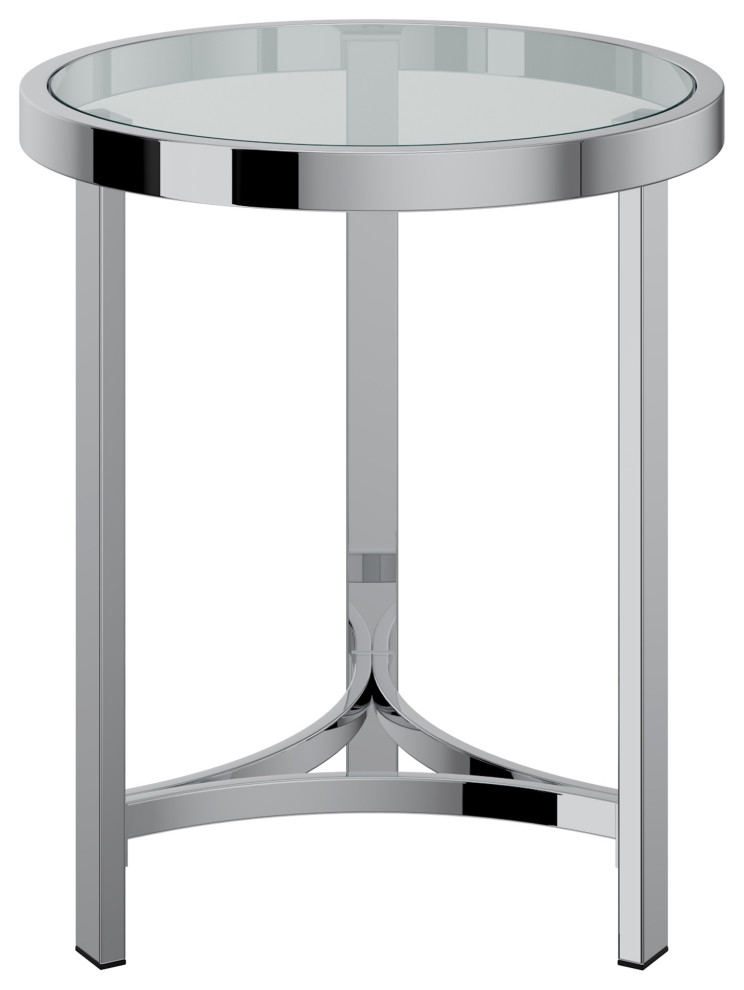 Strata Round Contemporary Metal/Glass Accent Table in Chrome/Clear   Contemporary   Side Tables And End Tables   by WHI  Houzz