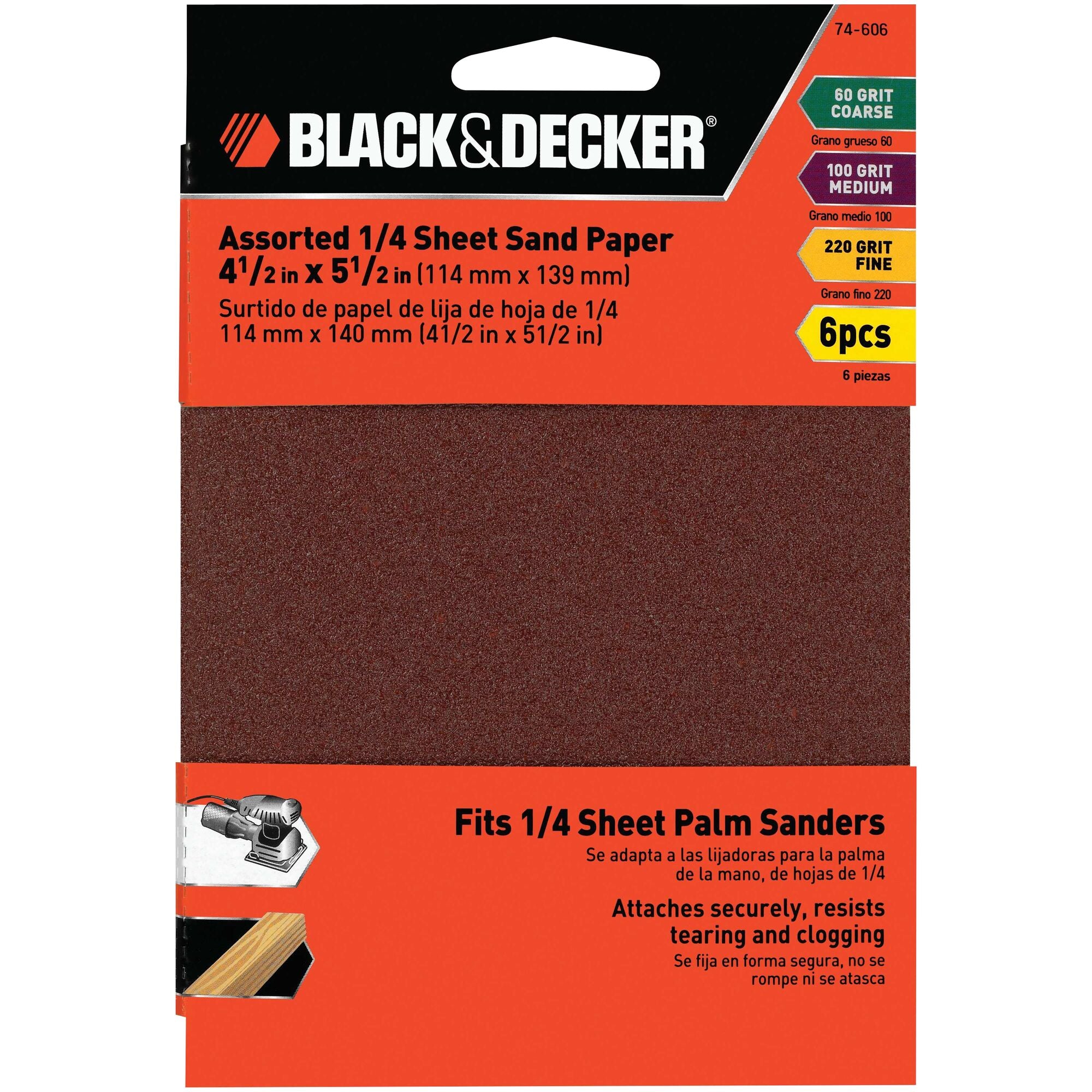 Sandpaper Assortment, 1/4-Inch Sheet, 6-Pack