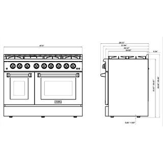 Thor Kitchen Pre-Converted Propane 48 in. 6.7 cu. ft. Double Oven Gas Fuel Range with Convection Oven in Stainless Steel HRG4808ULP