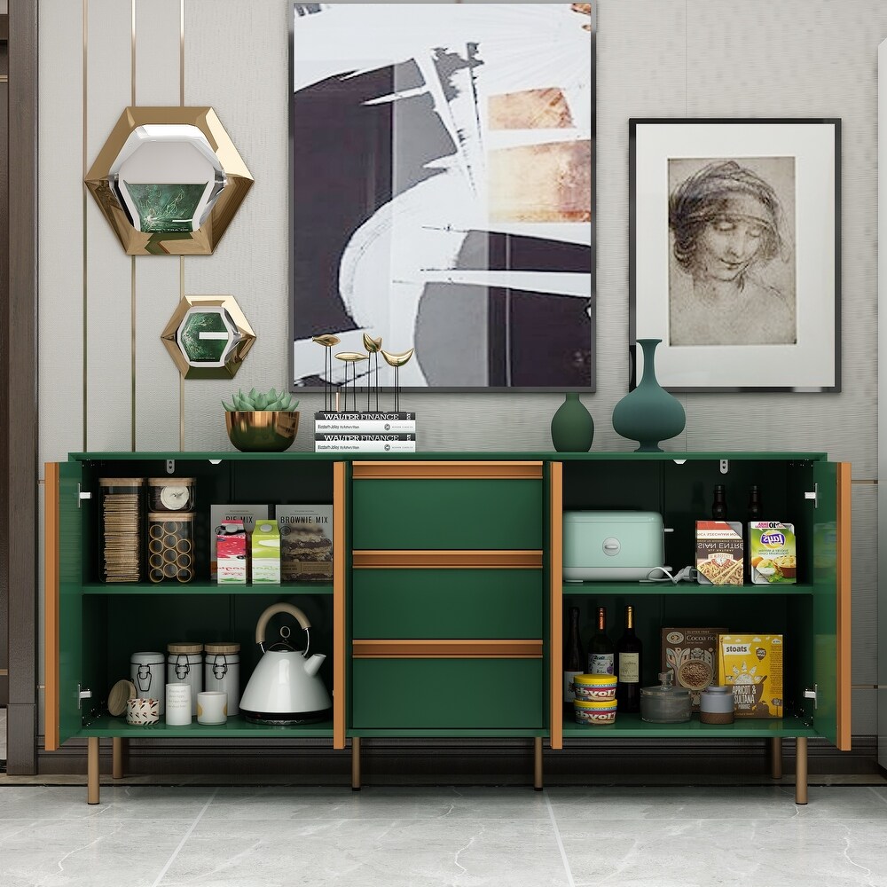 Sideboard Buffet Cabinet with Doors and Adjustable Shelf Emerald green   63\