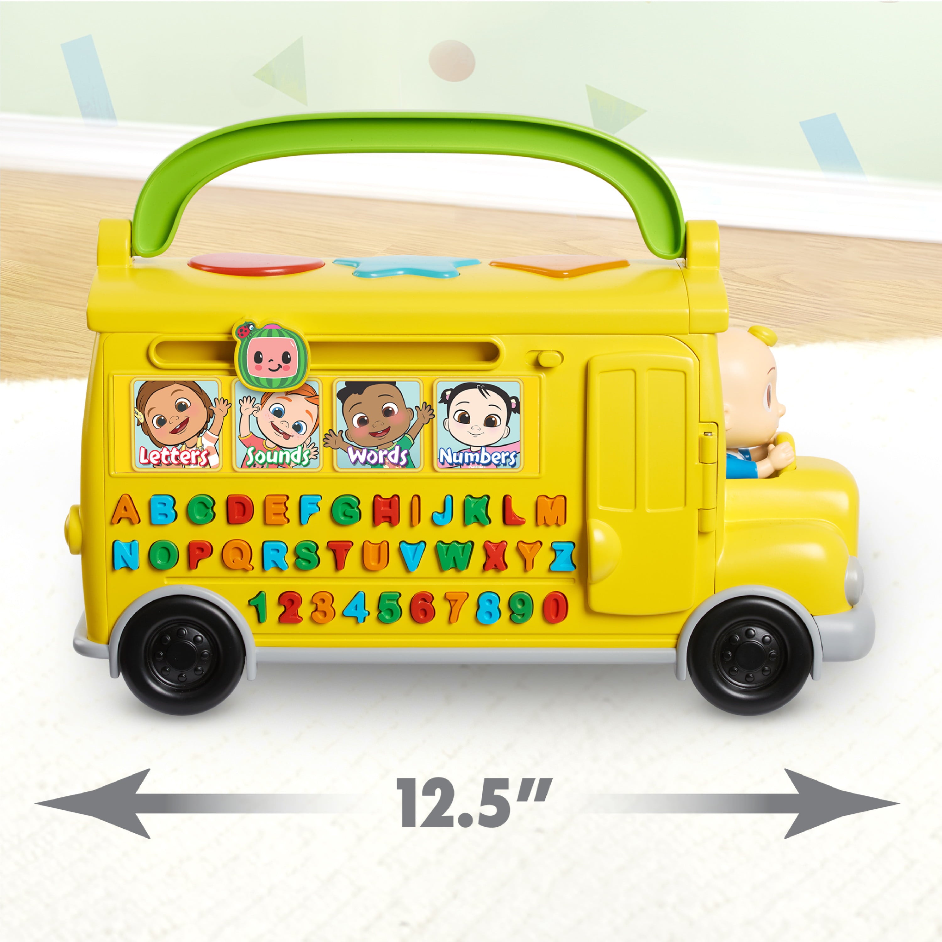 CoComelon Musical Learning Bus， Number and Letter Recognition， Phonetics， Yellow School Bus Toy Plays ABCs and Wheels on the Bus， Officially Licensed Kids Toys for Ages 18 Month， Gifts and Presents