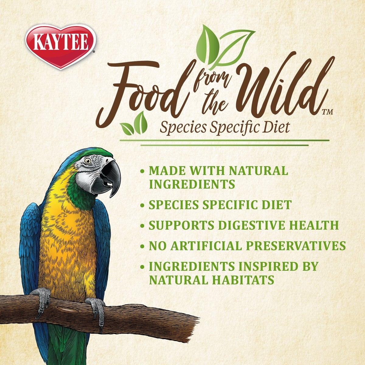 Kaytee Food from the Wild Macaw Bird Food， 2.5-lb bag