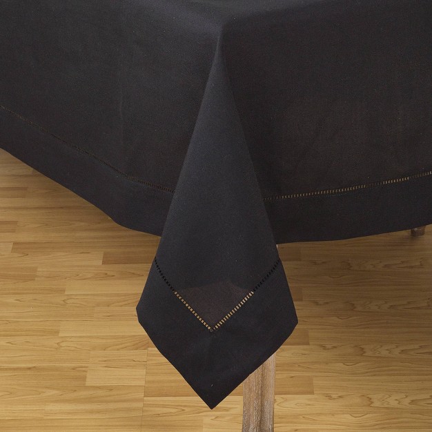 Tablecloth With Hemstitch Border Design Black Saro Lifestyle