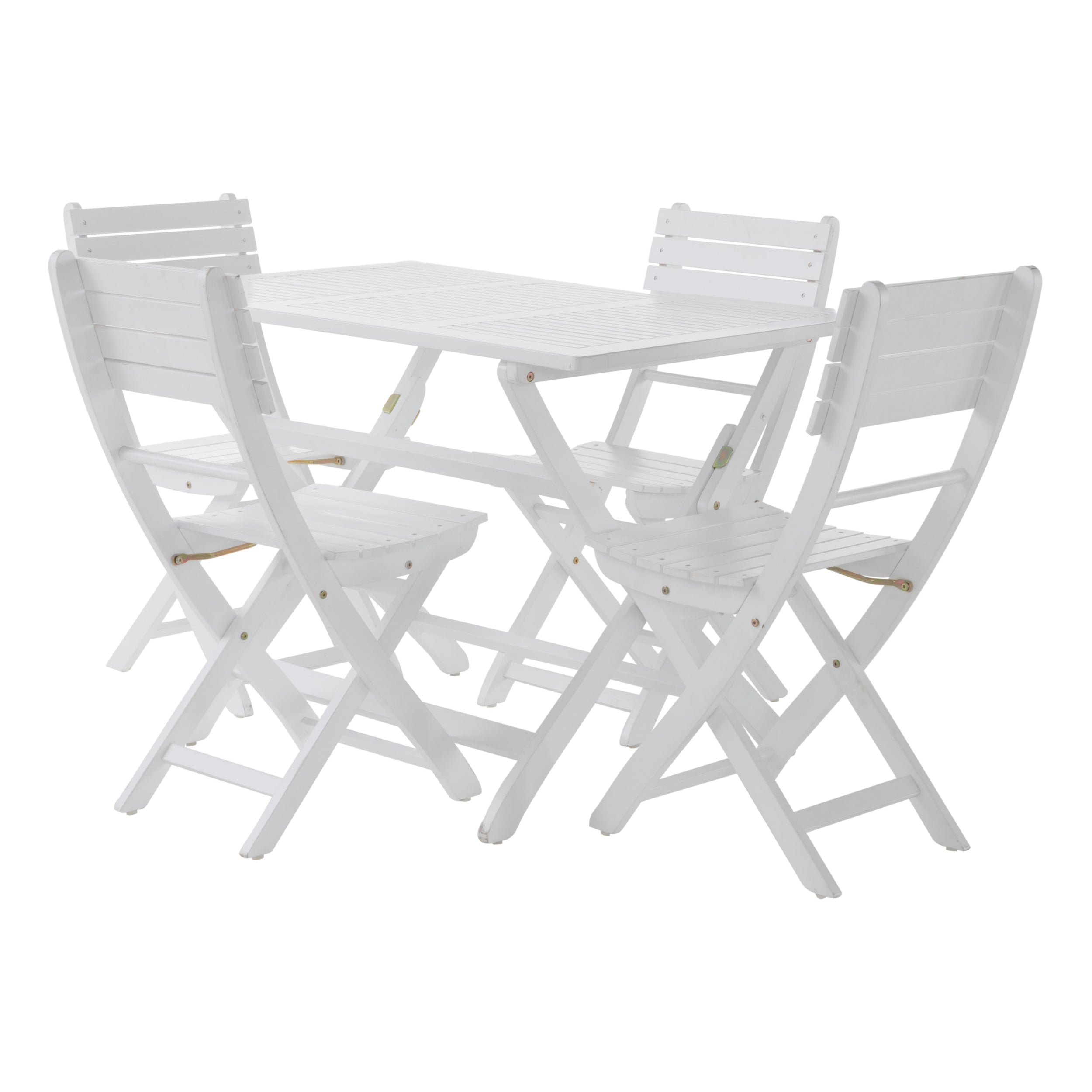 Vicaro Outdoor White Finish Acacia Wood Foldable Dining Set