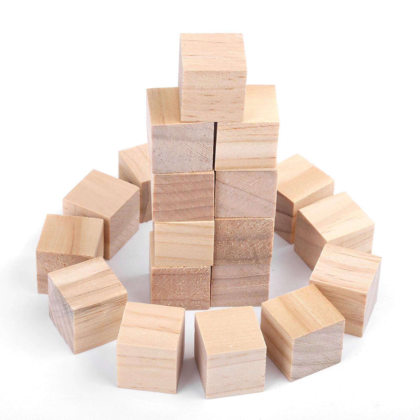 20pcs Natural Square Wooden Blocks Cubes For Diy Crafts Handmade Woodcrafts Toy Home Decor 20mm