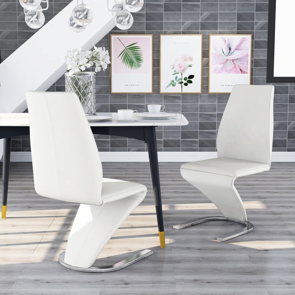 Borm Modern White Faux Leather Dining Chairs (Set of 2) by Furniture of America