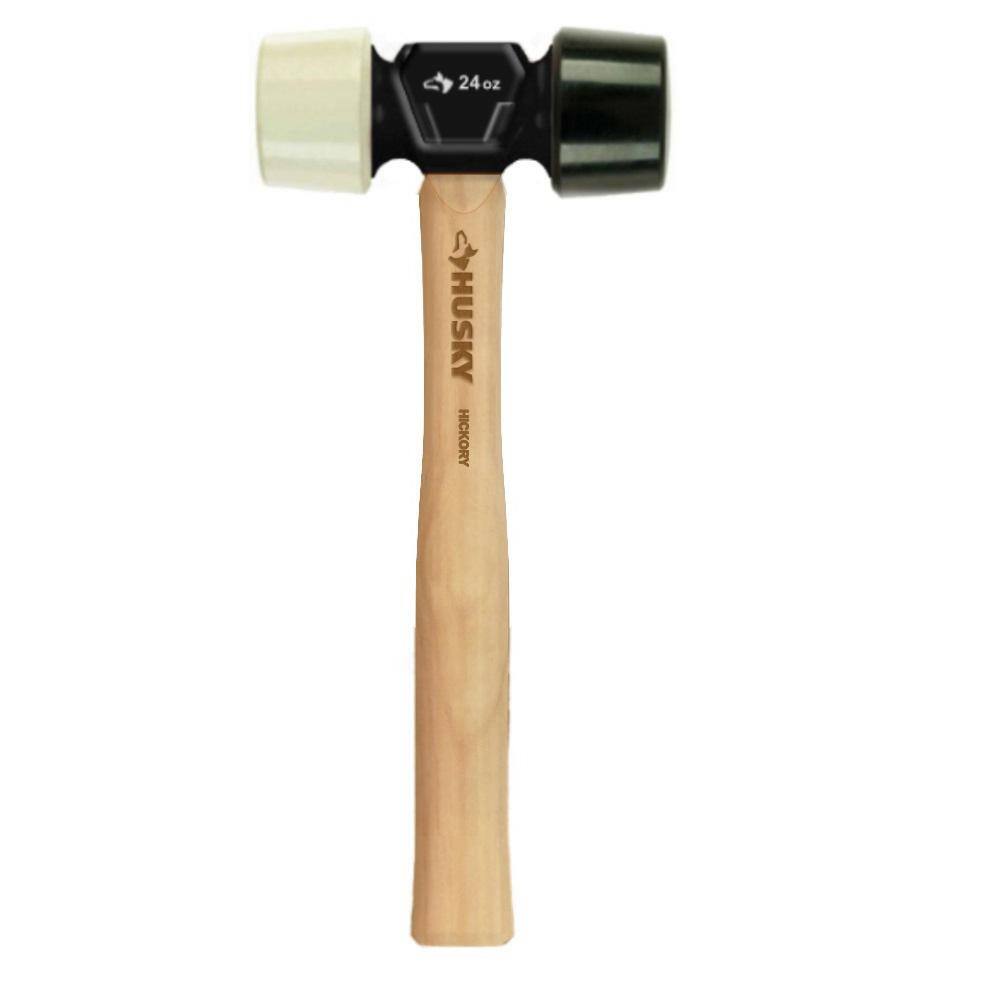 Husky 24 oz. Hickory 2-Sided Soft Face Mallet N-H24AWBWHK