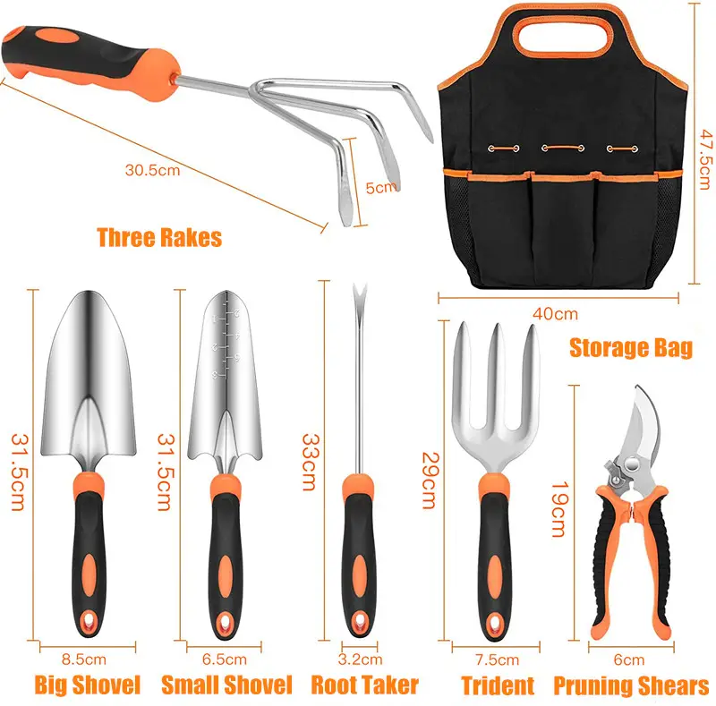 CUTTINGCRAFT Gardening Tool Set   7PCS Gardening Tool Outdoor Hand Tool Non Slip Grip  Storage Tote Bag gift