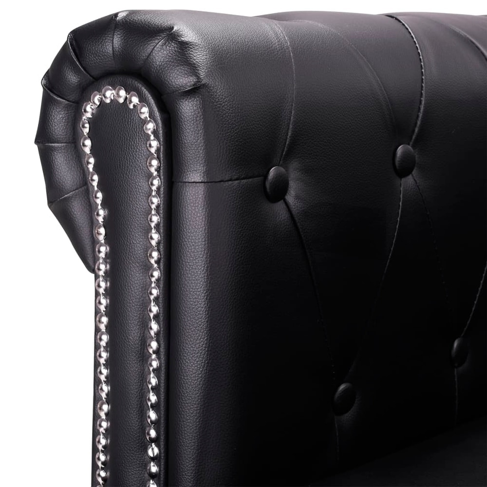 vidaXL L shaped Chesterfield Sofa Artificial Leather Black