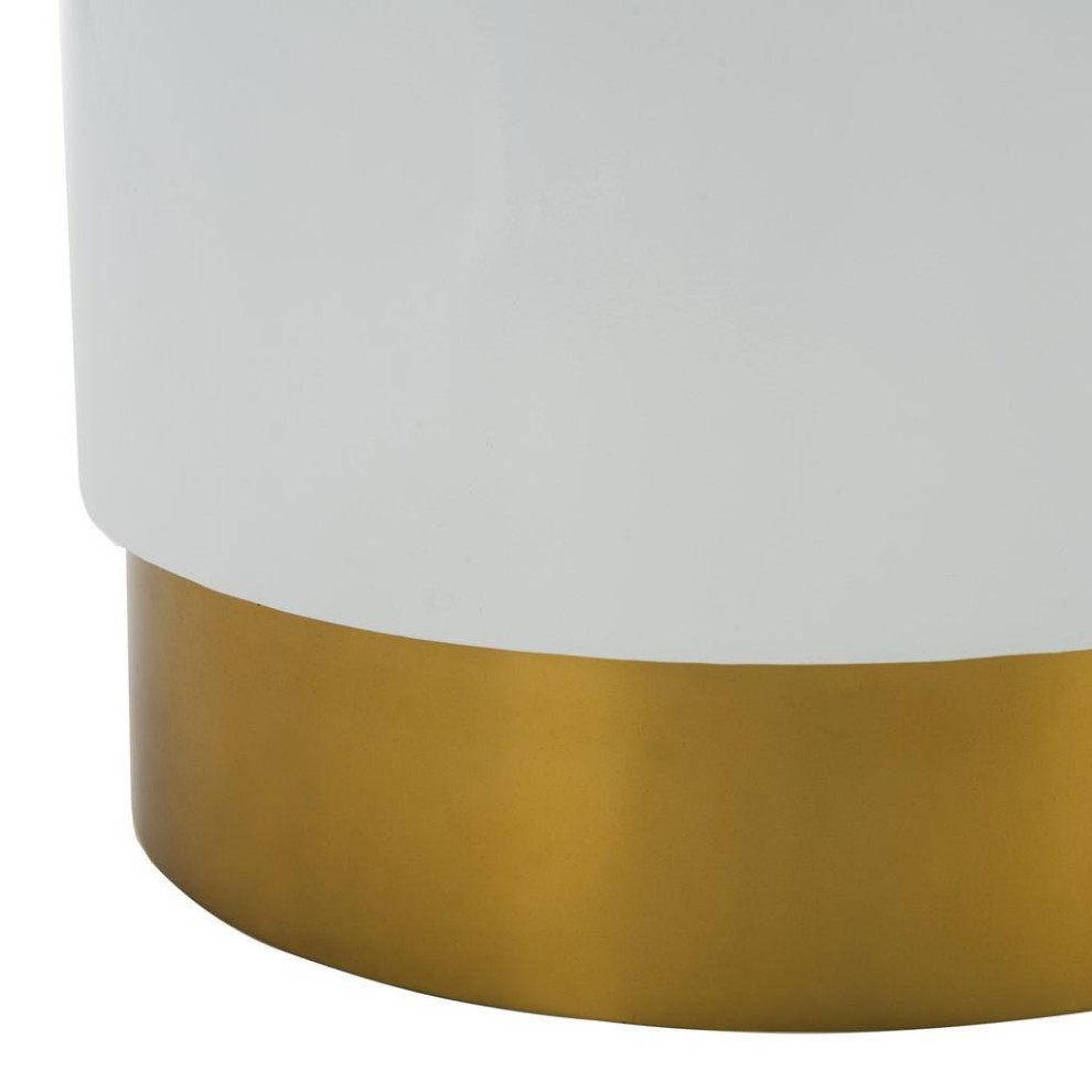 Paul Round Side Table White/Gold   Contemporary   Side Tables And End Tables   by Peachtree Fine Furniture  Houzz