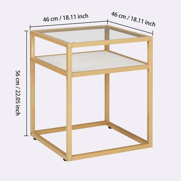 2-Tier Side Table Tempered Glass Top