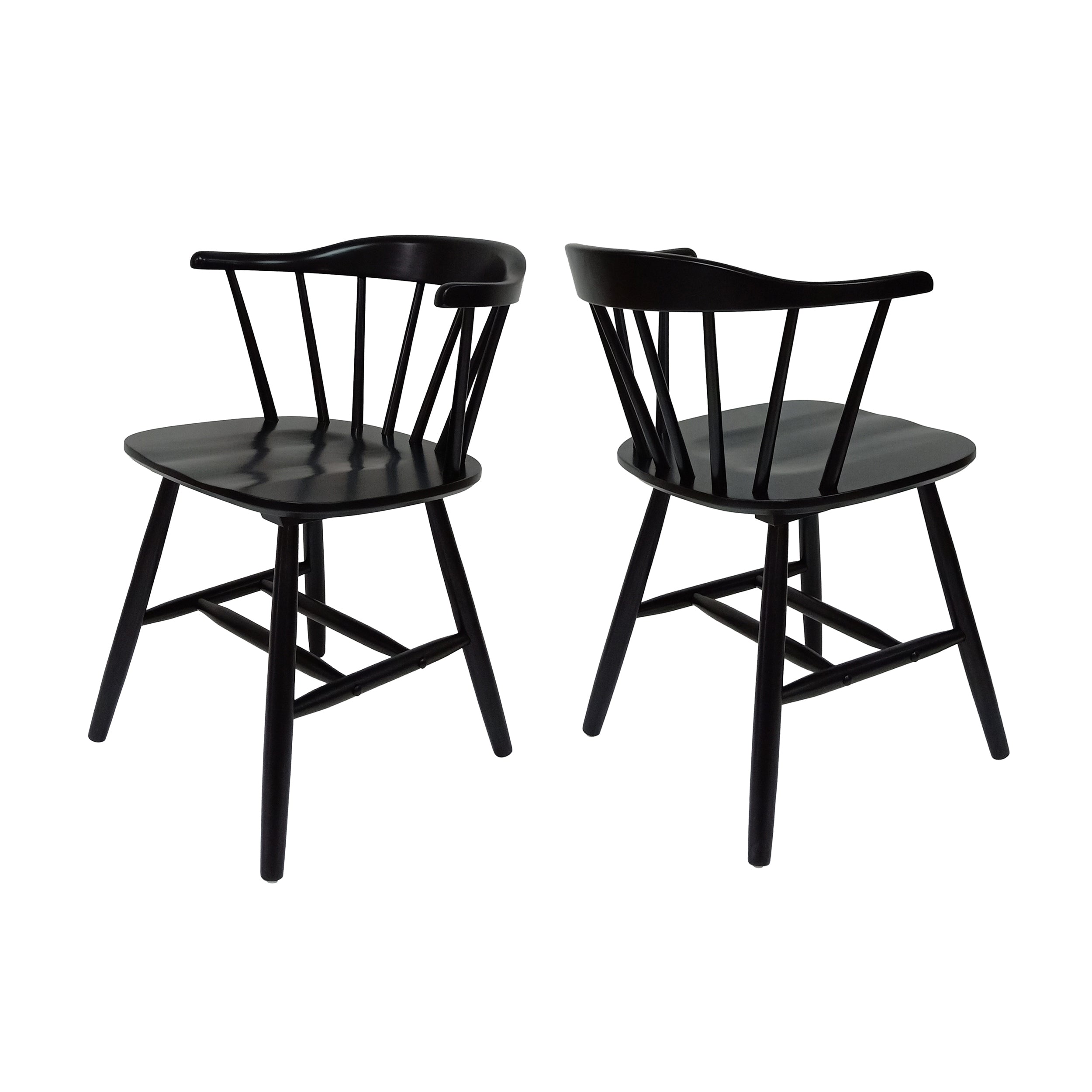 Mia Farmhouse Spindle Back Rubberwood Dining Chairs (Set of 2)