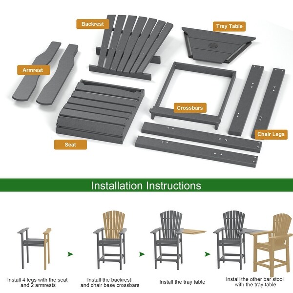 Patio Bar Stools Chairs Outdoor Tall Adirondack Arm Chairs Set of 2and4