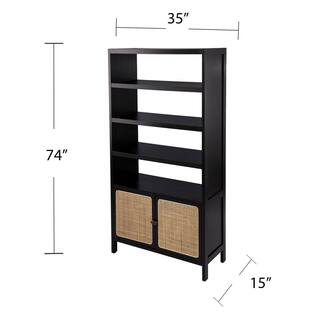 SEI FURNITURE Carondale 74 in. Wide Black 4-shelves Standard Bookcase HD109619