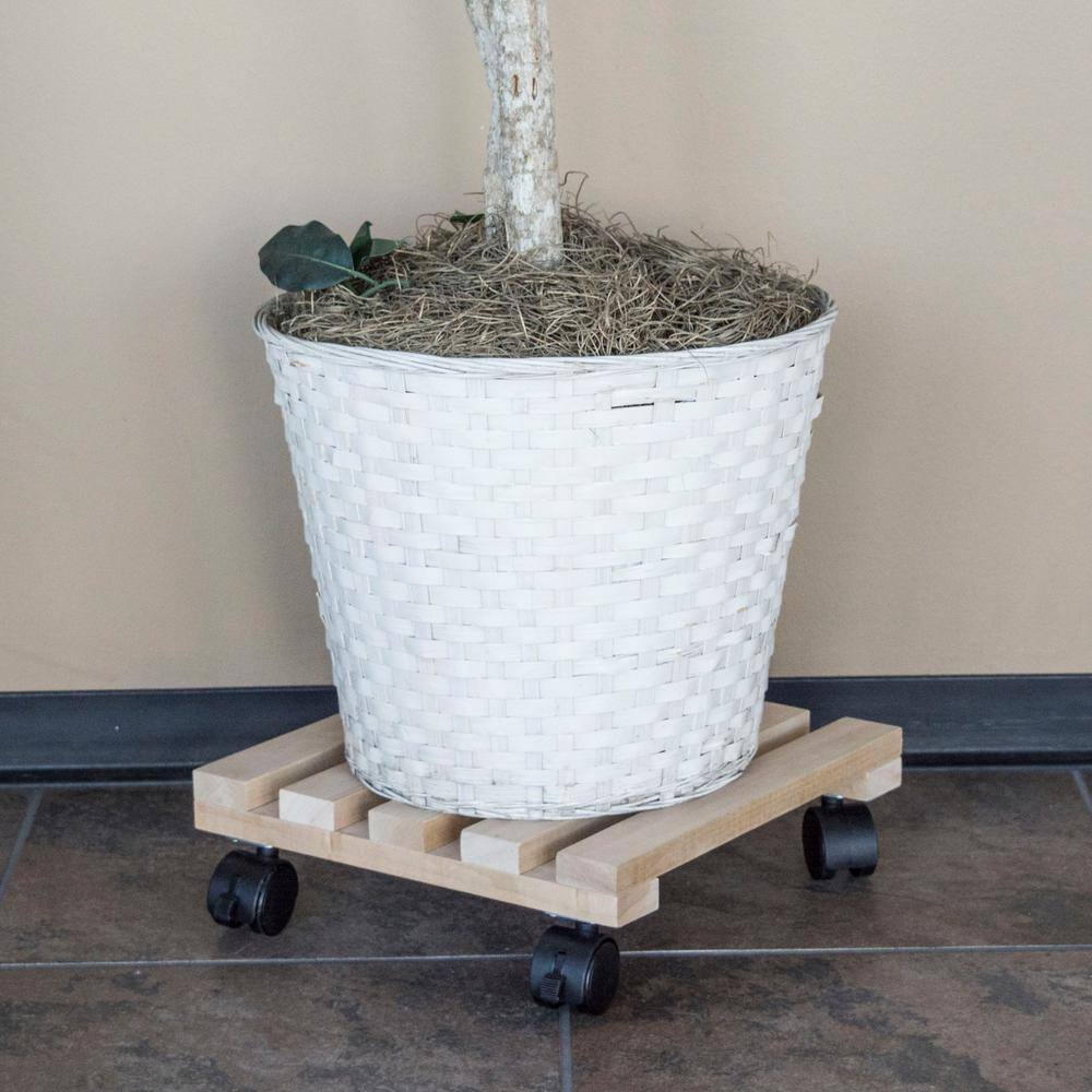 AmeriHome Square Rolling Wood Plant Caddie (2-Piece) 809664