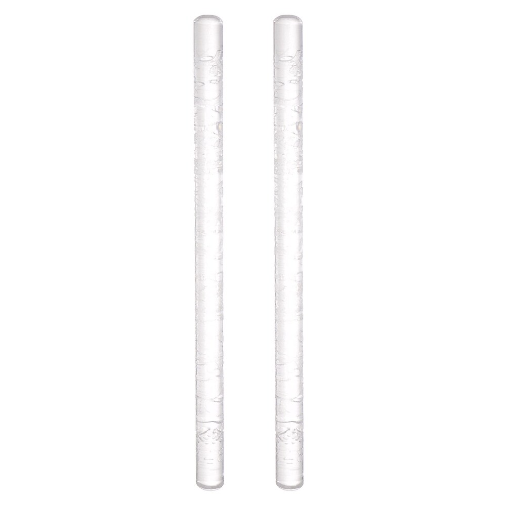 2pcs Acrylic Embossed Rolling Pin 16cm x 1cm Floral Pattern   Transparent