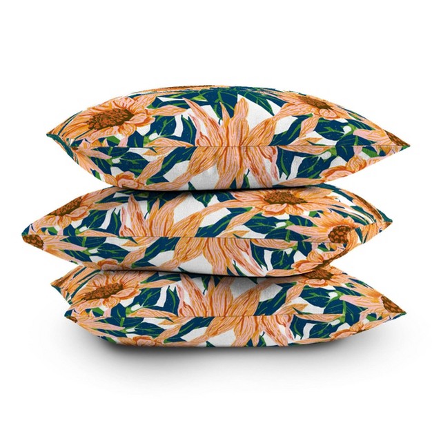 Sunflowers Outdoor Throw Pillow Orange blush Deny Designs