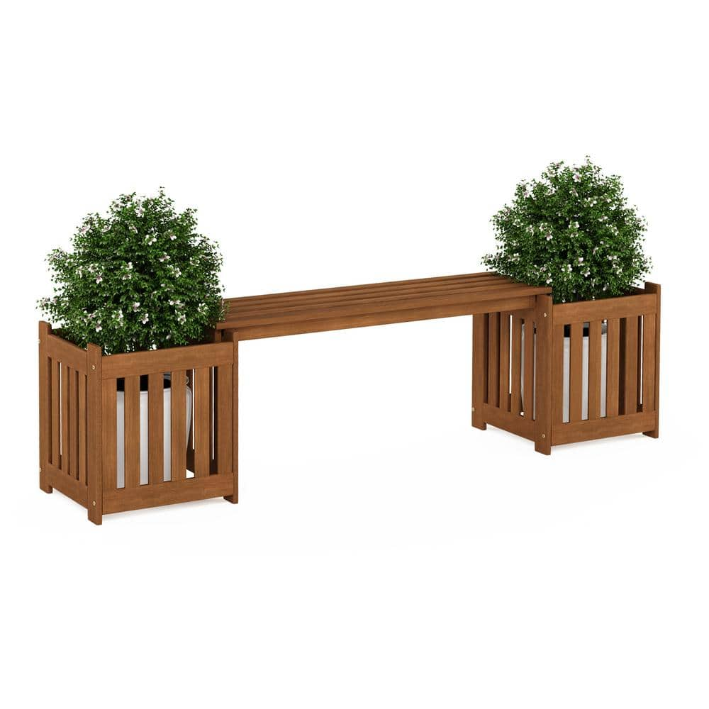 Furinno Tioman Hardwood Outdoor Lifestyle Planter Box with Seater FG19455