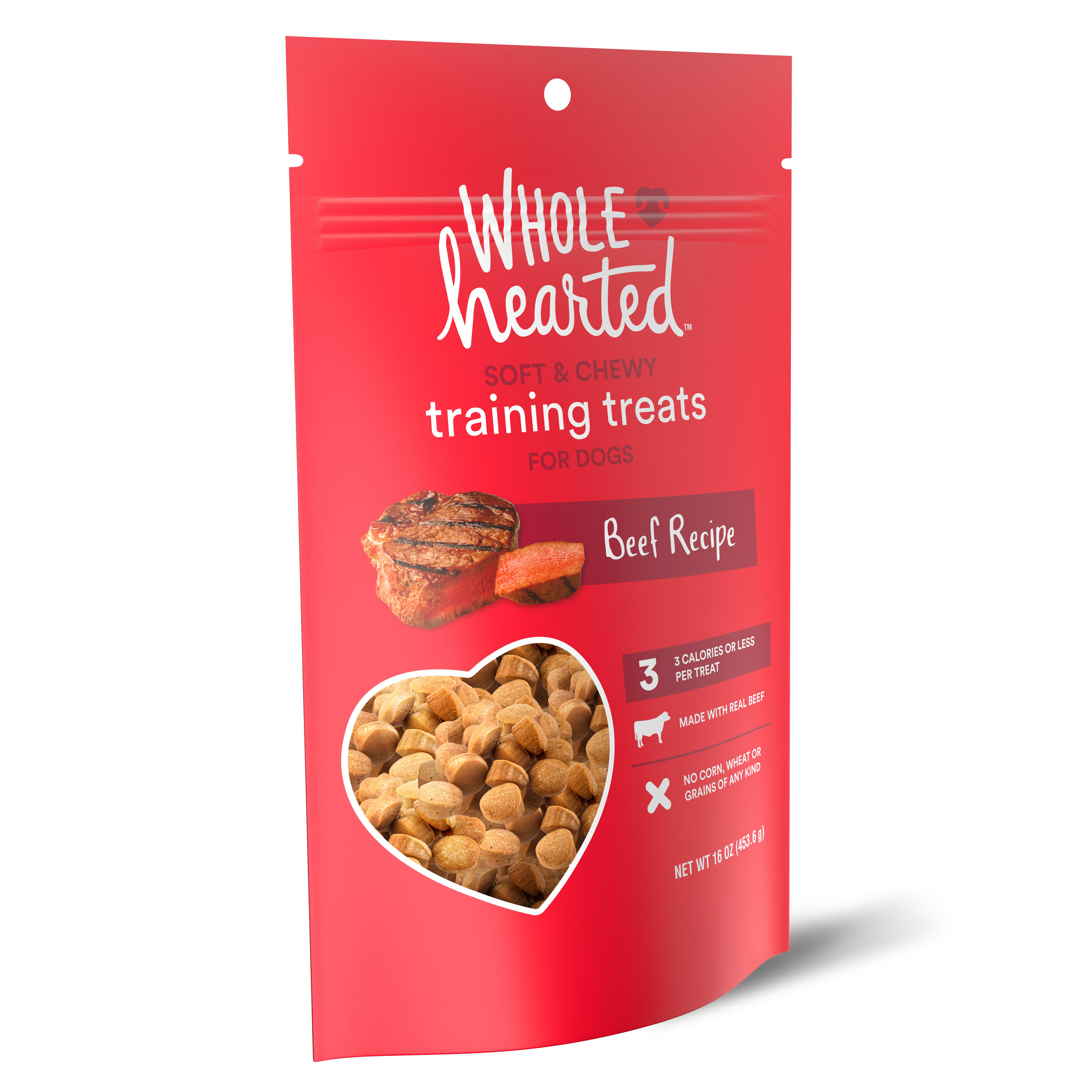 WholeHearted Grain-Free Tender Tidbits Beef Recipe Dog Training Treats， 16 oz.