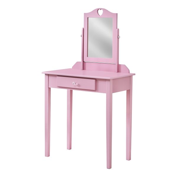 Vanity， Desk， Makeup Table， Organizer， Dressing Table， Bedroom， Pink Wood， Pink Laminate， Contemporary， Modern