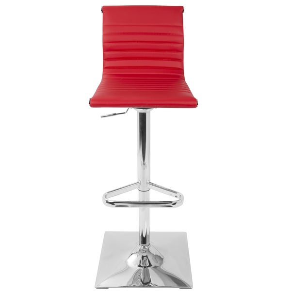 Master Contemporary Adjustable Bar Stool in Red Faux Leather