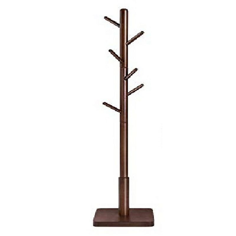 Coat Rack， Solid Coat Stand， Hall Tree， 8 Hooks， Walnut