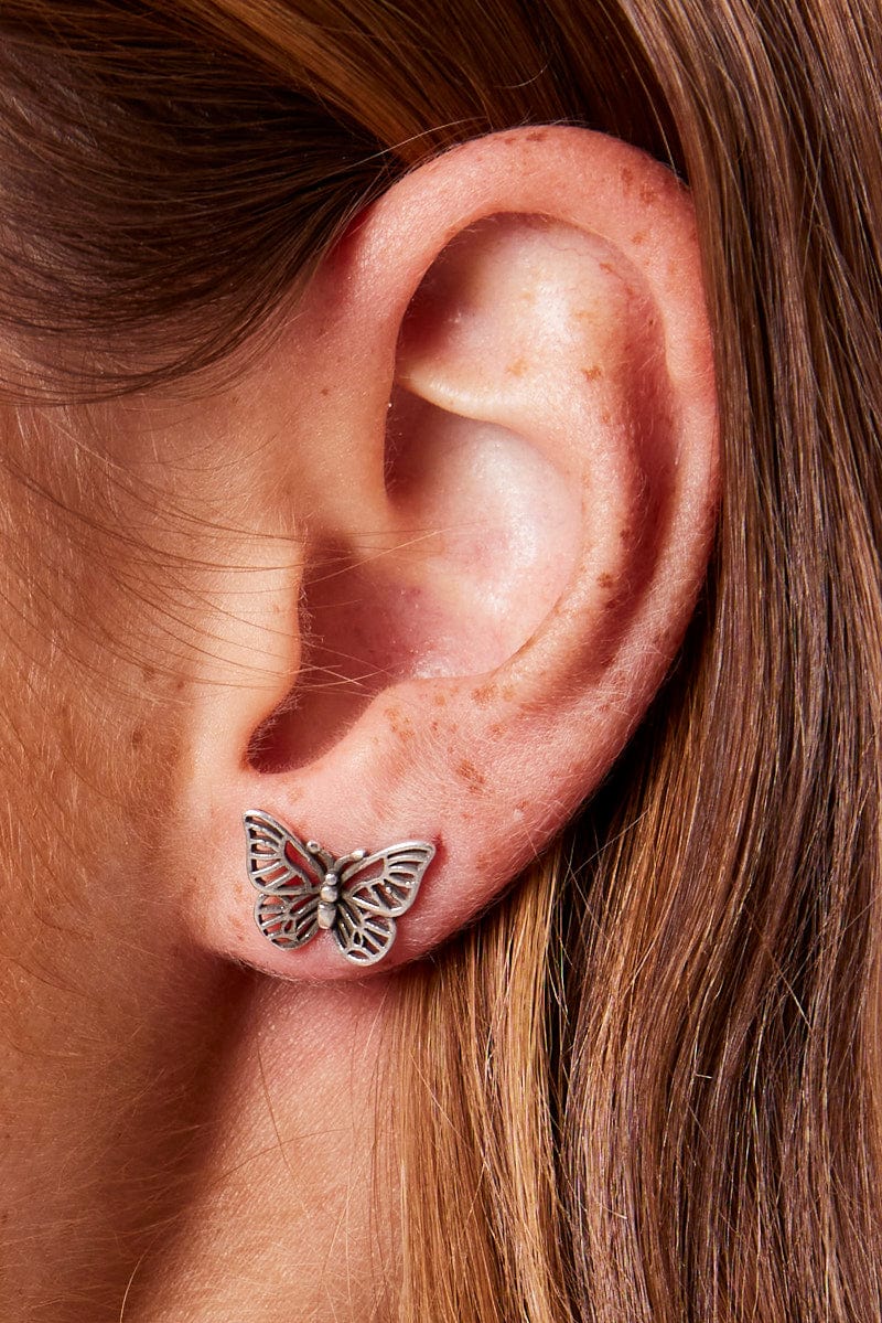 Silver Butterfly Earrings
