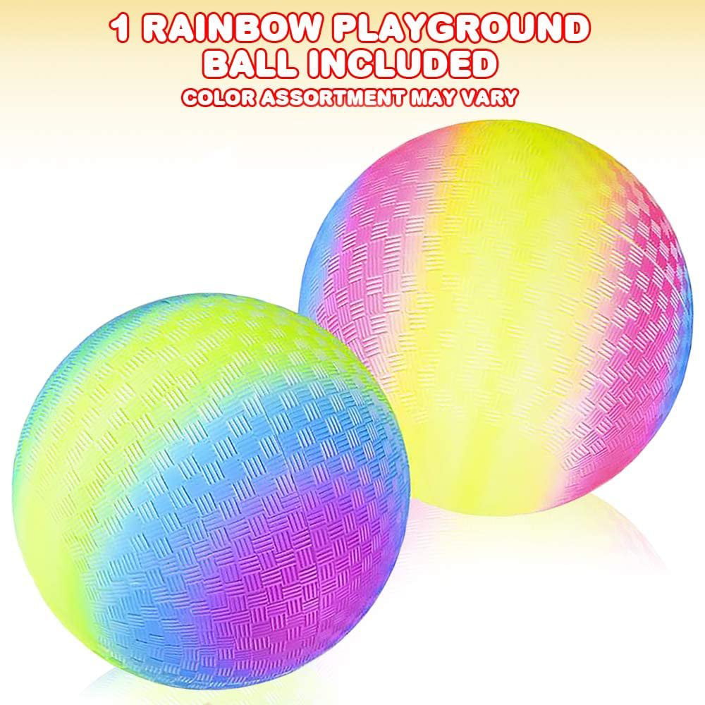 ArtCreativity Rainbow Playground Ball for Kids， Bouncy 9 Inch Kick Ball for Backyard， Park， and Beach Outdoor Fun， Beautiful Colors， Durable Outside Play Toys for Boys and Girls - Sold Deflated