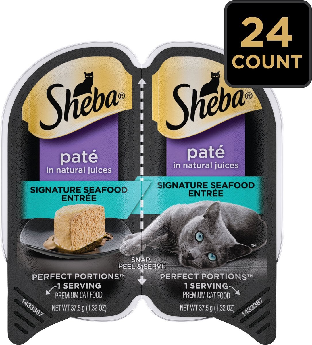 Sheba Perfect Portions Grain-Free Pate Signature Seafood Entree Cat Food Trays