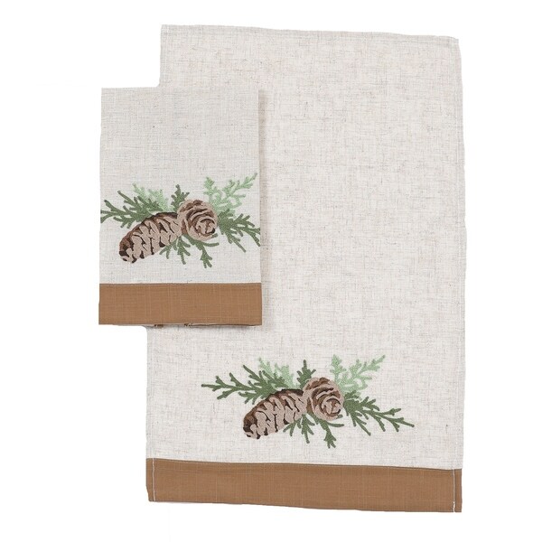 Winter Pine Cones and Branches Christmas Towels 14x22，Set of 2