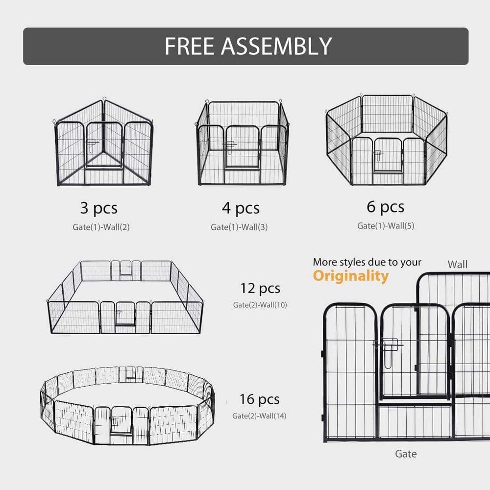 VIVOHOME Foldable Metal Wireless Indoor Outdoor Pet Fence Playpen Kit (16-Pieces) X00241H5M5