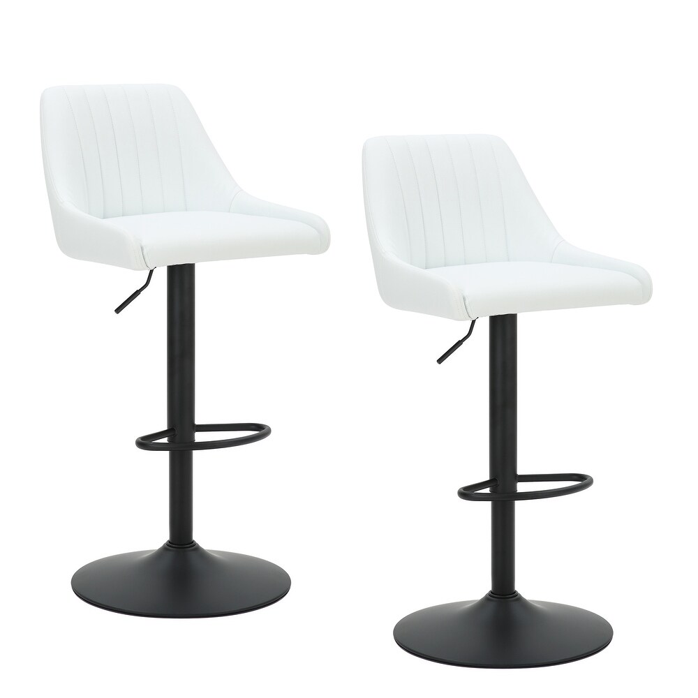 Set of 2 Modern Fabric and Metal Adjustable Air Lift Stool with Swivel