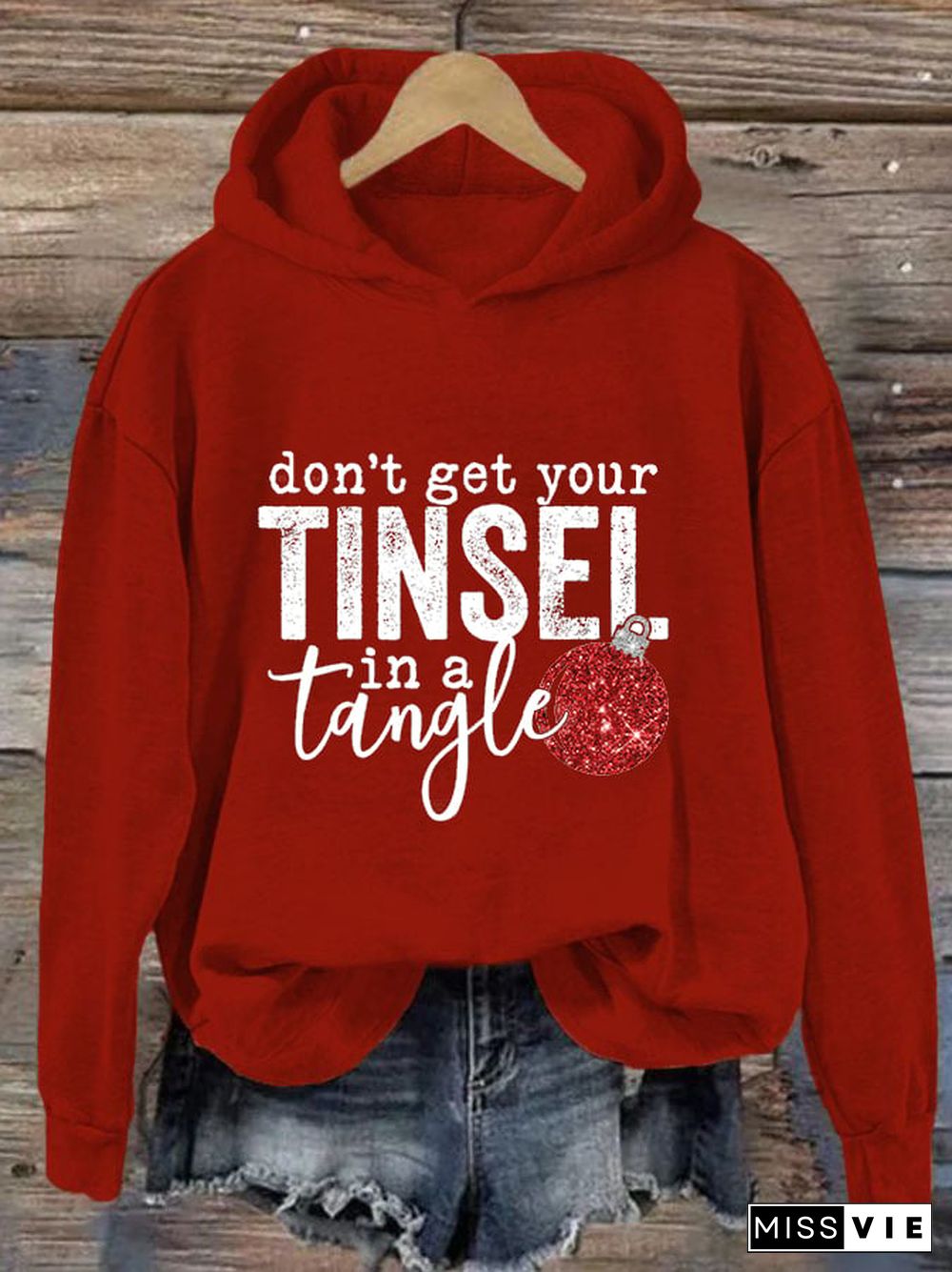 Women's Christmas Don't Get Your Tinsel in a Tangle Casual Hoodie