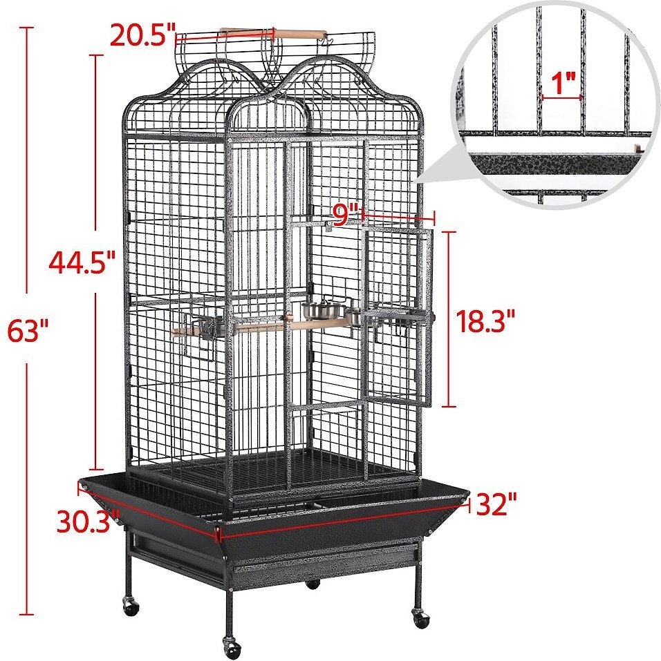 Yaheetech Open Playtop Bird Cage Cage， Hammered Black