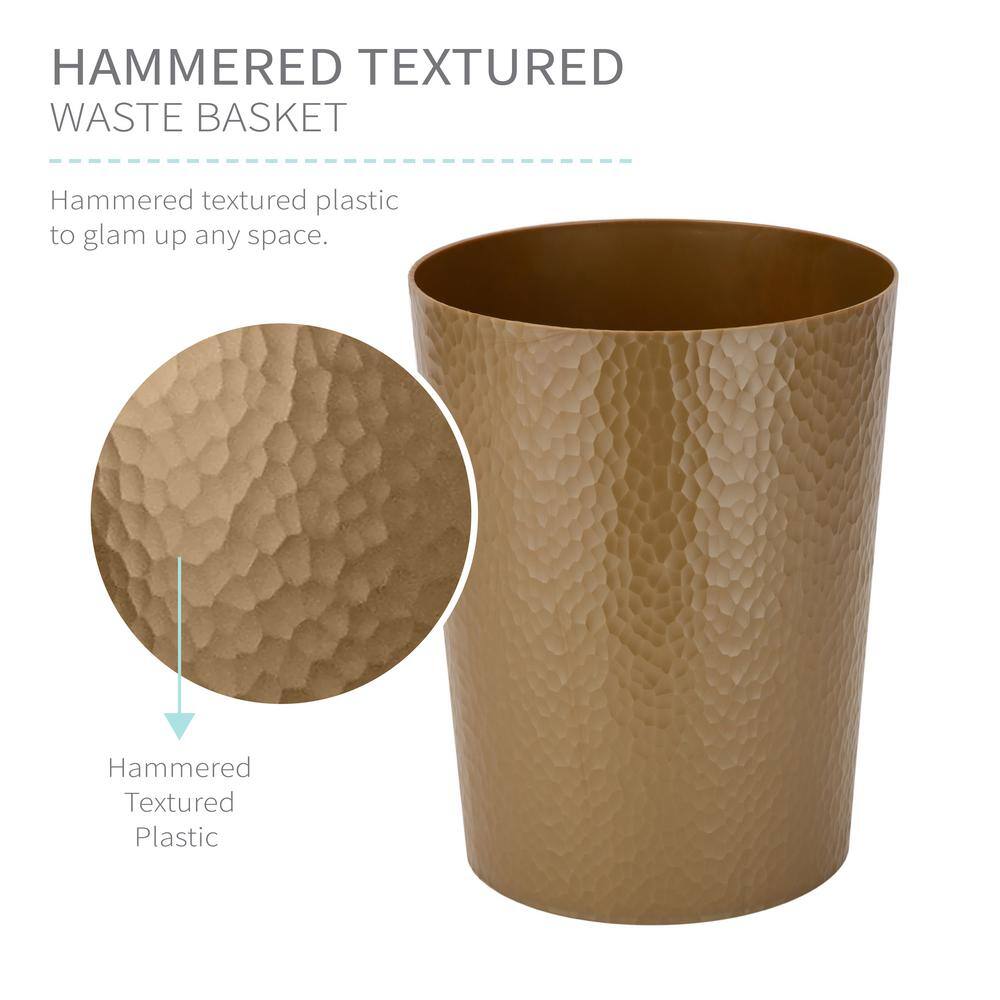 Bath Bliss Hammered Textured Trash Can in Gold 22282-GOLD