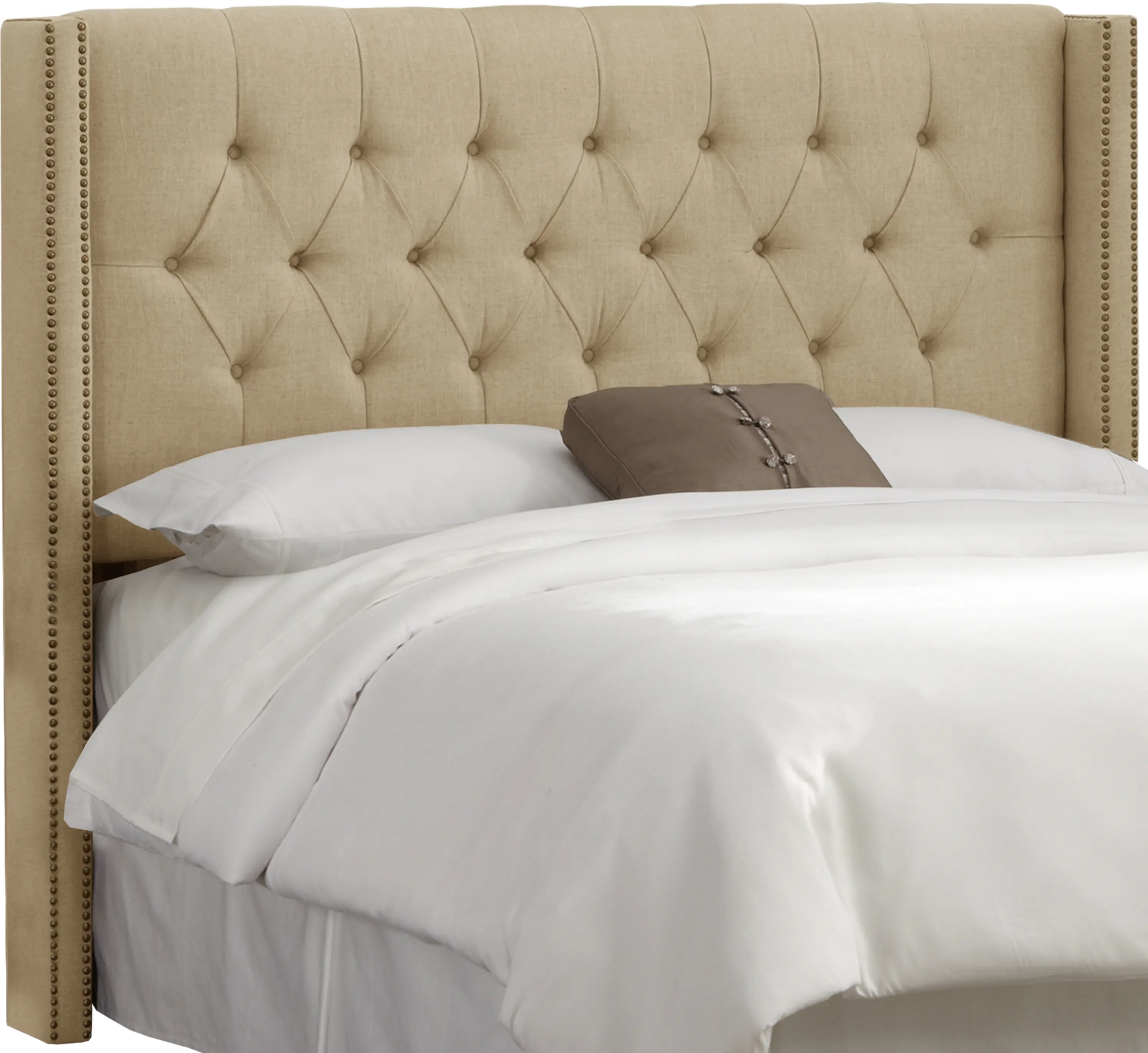 Abigail Tan Diamond Tufted Wingback Full Headboard - Skyline Furniture