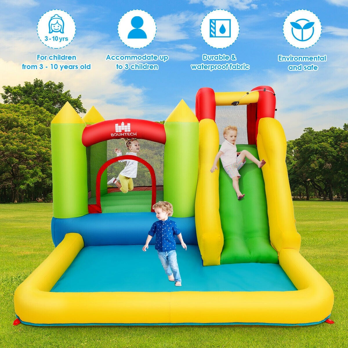 Inflatable Water Slide, Kids Bouncer with Slide